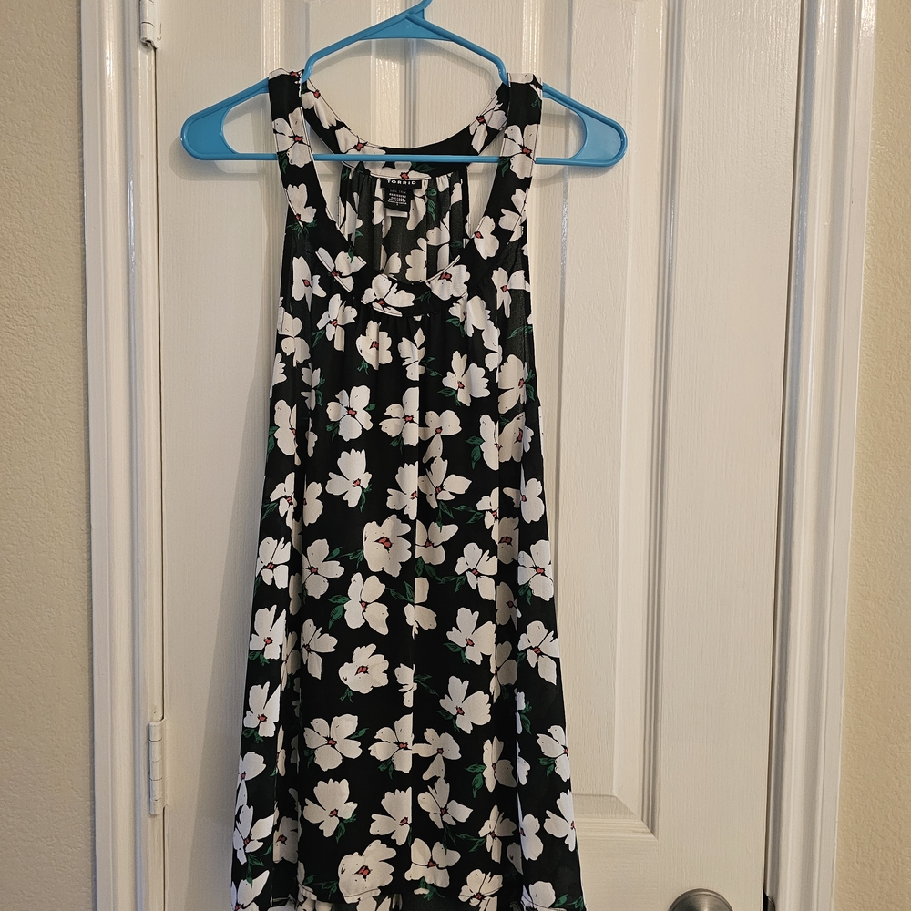 Torrid Black and White Floral Blouse